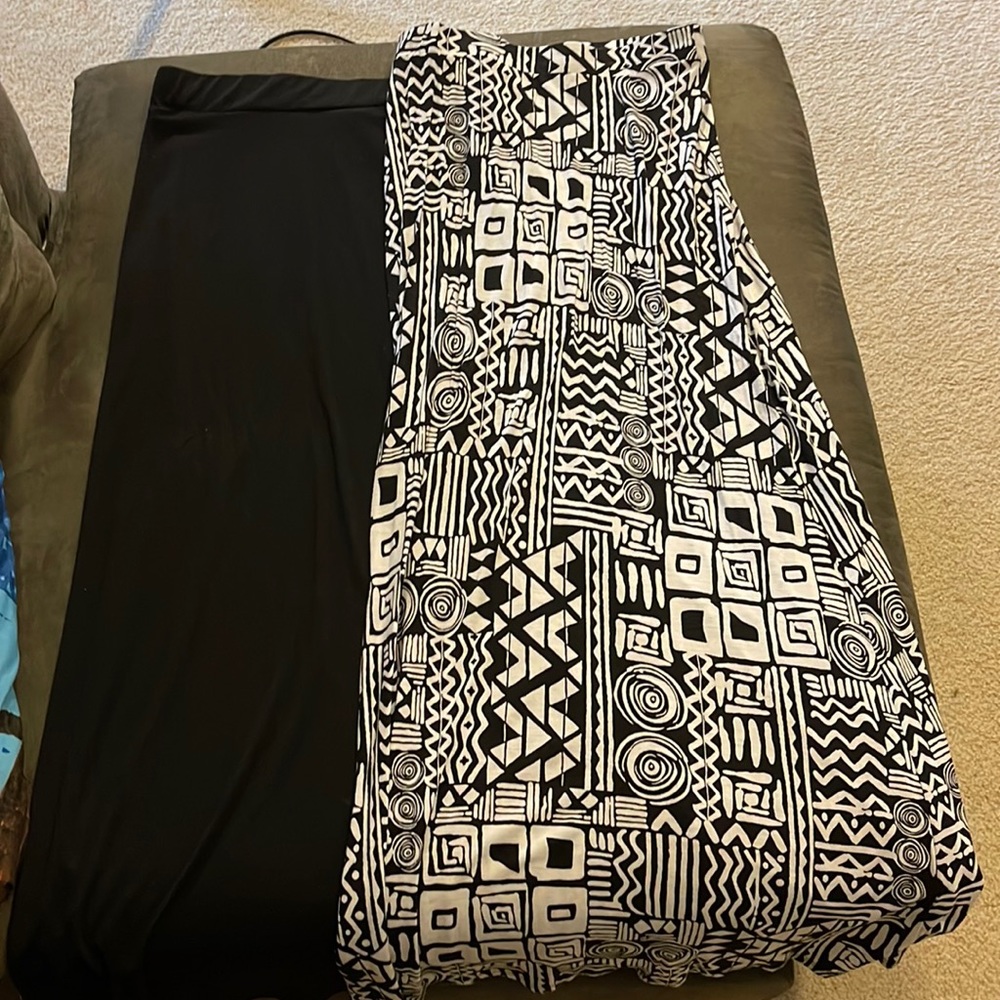 Black skirt AND black and white geo pattern maxi skirt